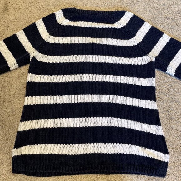 Talbots Navy Blue Stripe Sweater Women's Petite XS Cotton Blend Pullover Preppy - Picture 5 of 9